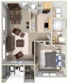 Rapallo Apartments Capri 1 bedroom floor plan